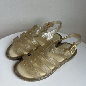 Mini Melissa Flox Jelly Rubber Gladiator Strappy Sandals Gold‎ Glitter Size 10